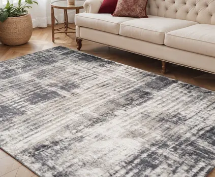5' X 8' Gray And Ivory Abstract Area Rug