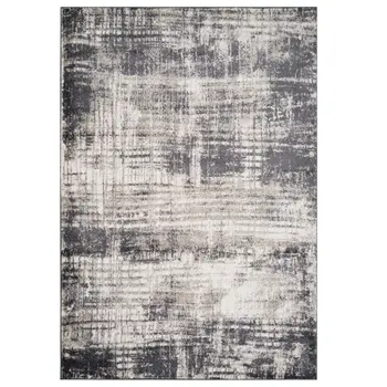 7' X 9' Gray And Ivory Abstract Area Rug