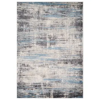 7' X 9' Blue Gray And Ivory Abstract Area Rug