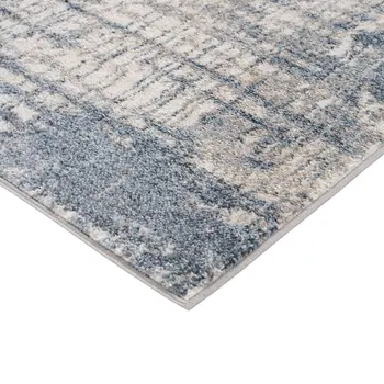 7' X 9' Blue Gray And Ivory Abstract Area Rug