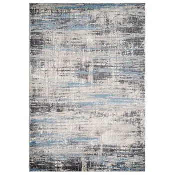 8' X 10' Blue Gray And Ivory Abstract Area Rug