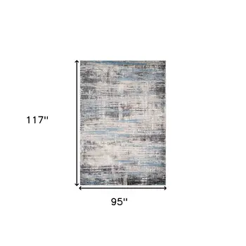 8' X 10' Blue Gray And Ivory Abstract Area Rug