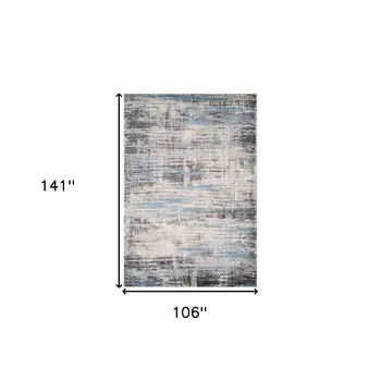 9' X 12' Blue Gray And Ivory Abstract Area Rug
