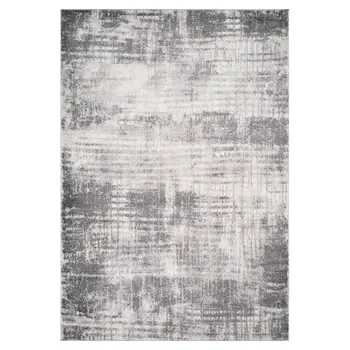 7' X 9' Cream And Gray Abstract Area Rug