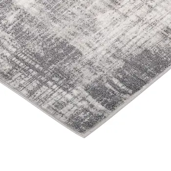 7' X 9' Cream And Gray Abstract Area Rug
