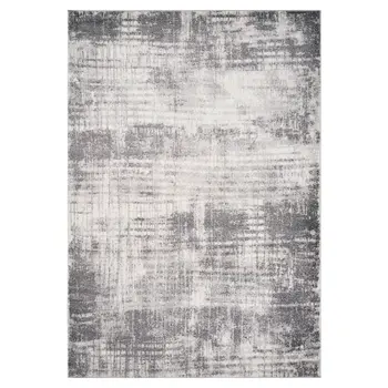 7' X 9' Cream And Gray Abstract Area Rug
