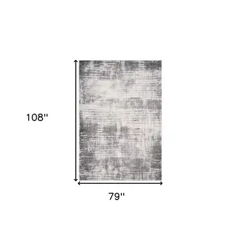 7' X 9' Cream And Gray Abstract Area Rug