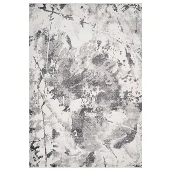 9' X 12' Ivory And Gray Abstract Area Rug