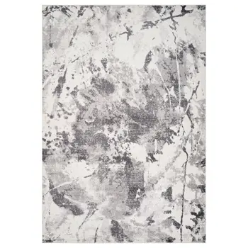 9' X 12' Ivory And Gray Abstract Area Rug
