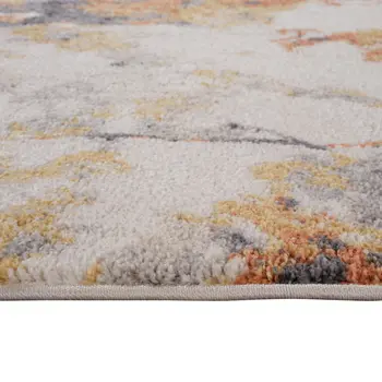 7' X 9' Ivory Orange And Gray Abstract Area Rug