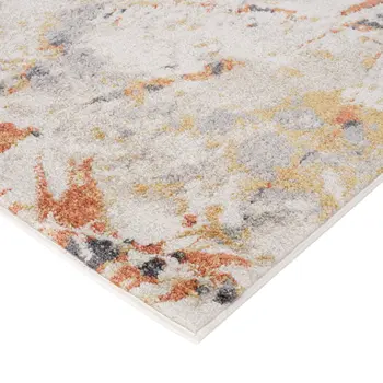 7' X 9' Ivory Orange And Gray Abstract Area Rug