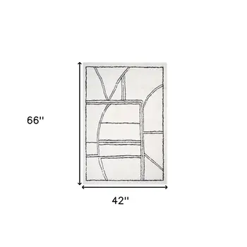 4' X 6' Ivory And Black Geometric Area Rug