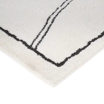 8' X 10' Ivory And Black Geometric Area Rug