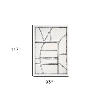 8' X 10' Ivory And Black Geometric Area Rug
