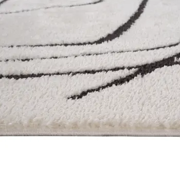 3' X 10' Ivory And Black Abstract Runner Rug