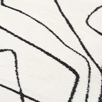 3' X 10' Ivory And Black Abstract Runner Rug