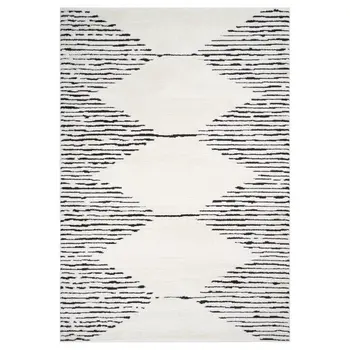 4' X 6' Ivory And Black Geometric Area Rug