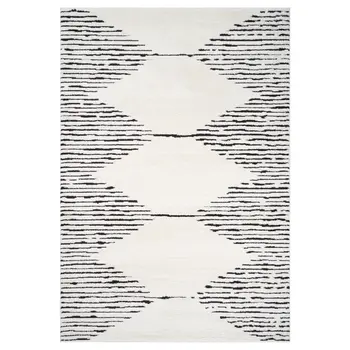 4' X 6' Ivory And Black Geometric Area Rug
