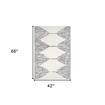 4' X 6' Ivory And Black Geometric Area Rug