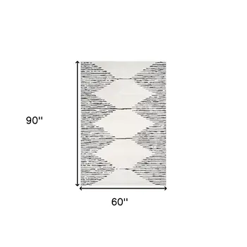 5' X 7' Ivory And Black Geometric Area Rug