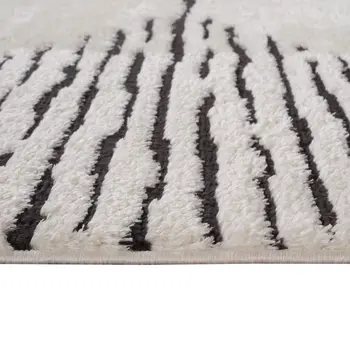 8' X 10' Ivory And Black Geometric Area Rug