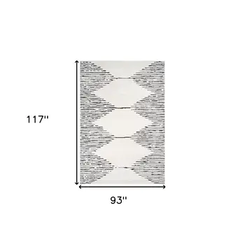 8' X 10' Ivory And Black Geometric Area Rug