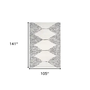 9' X 12' Ivory And Black Geometric Area Rug
