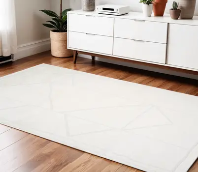 4' X 6' Ivory And Off White Geometric Area Rug
