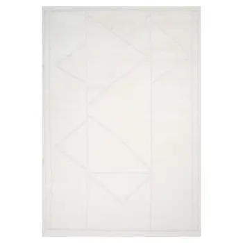 5' X 7' Ivory And Off White Geometric Area Rug