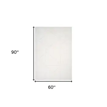 5' X 7' Ivory And Off White Geometric Area Rug