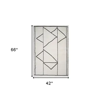 4' X 6' Ivory And Black Geometric Area Rug