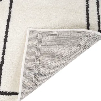 5' X 7' Ivory And Black Geometric Area Rug