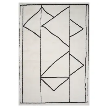 5' X 7' Ivory And Black Geometric Area Rug