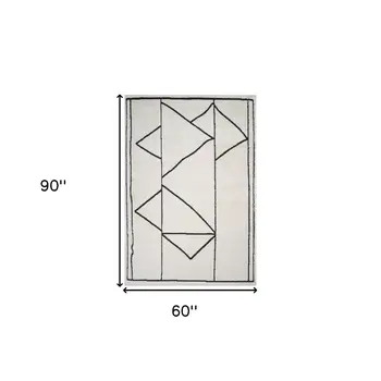 5' X 7' Ivory And Black Geometric Area Rug