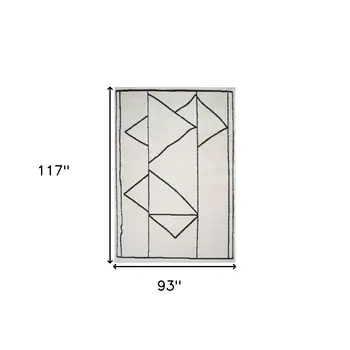 8' X 10' Ivory And Black Geometric Area Rug
