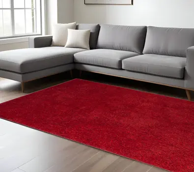 8' X 11' Red Shag Area Rug