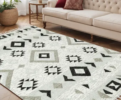 5' X 8' Silver Black And Gray Wool Tribal Flatweave Handmade Area Rug With Fringe