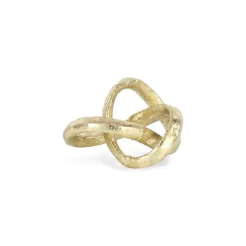 6" Gold Cast Iron Modern Abstract Infinity Knot Tabletop Sculpture