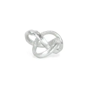 6" Silver Cast Iron Modern Abstract Infinity Knot Tabletop Sculpture