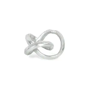 6" Silver Cast Iron Modern Abstract Infinity Knot Tabletop Sculpture
