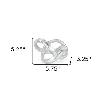 6" Silver Cast Iron Modern Abstract Infinity Knot Tabletop Sculpture