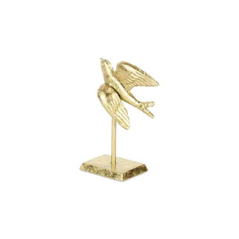 7" Gold Cast Iron Bird Hand Painted Tabletop Sculpture