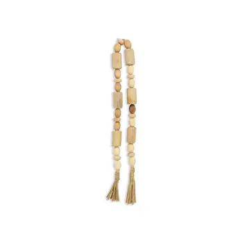 40" Brown Wood Beads And Rope Decorative Tassel