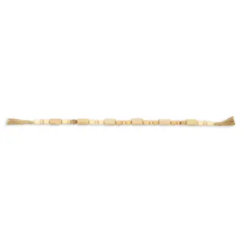 40" Brown Wood Beads And Rope Decorative Tassel