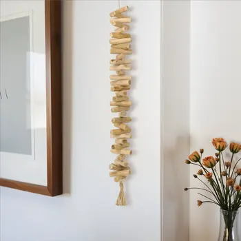 40" Brown Wood Rods And Rope Decorative Tassel