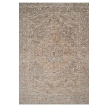 2' X 3' Blue And Sand Floral Medallion Area Rug With Fringe