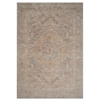2' X 3' Blue And Sand Floral Medallion Area Rug With Fringe