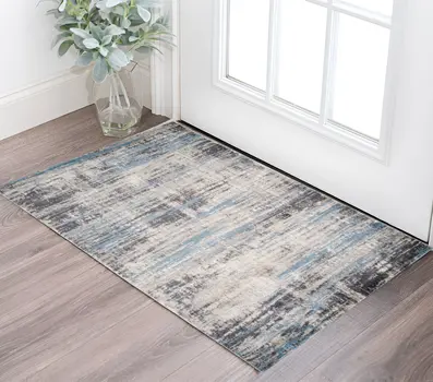 2' X 3' Blue Gray And Ivory Abstract Area Rug