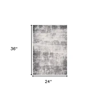 2' X 3' Cream And Gray Abstract Area Rug