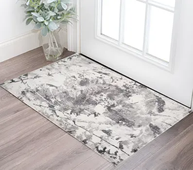 2' X 3' Ivory And Gray Abstract Area Rug
